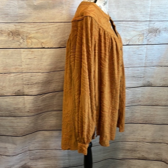Free People Blouse Top Boho Peasant Mustard Size Small - Picture 4 of 8